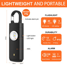 Load image into Gallery viewer, Safety First Personal Safety Alarm & Flashlight Black