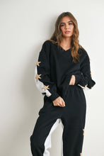 Load image into Gallery viewer, Don't Let Me Down Round Neck Sweatshirt With Star Detail in Black/Grey