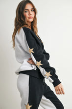 Load image into Gallery viewer, Don't Let Me Down Round Neck Sweatshirt With Star Detail in Black/Grey