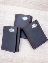 Load image into Gallery viewer, Light Brown Crazy Horse Trifold Ole Miss Wallet