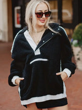 Load image into Gallery viewer, See You Two-Toned Sherpa Pullover Hoodie in Black