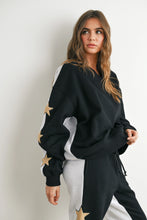 Load image into Gallery viewer, Don't Let Me Down Round Neck Sweatshirt With Star Detail in Black/Grey