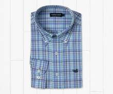 Load image into Gallery viewer, Southern Marsh Hartsville Plaid Dress Shirt French Blue & Mint
