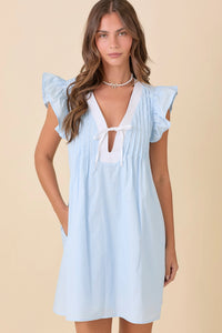 Spring Dreams Ruffle Sleeve Mini Dress in Light Blue