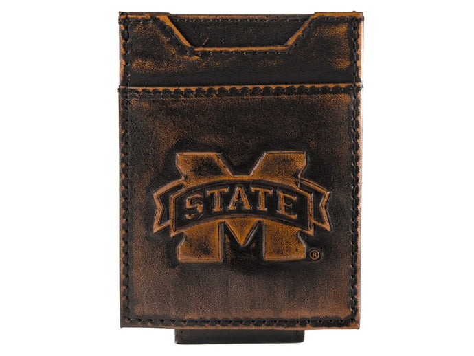 Mississippi State Bulldogs Burnished Leather Magnetic Front Pocket Wallet