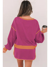 Load image into Gallery viewer, Time After Time Colorblock Pullover And Skort Set in Rose Red
