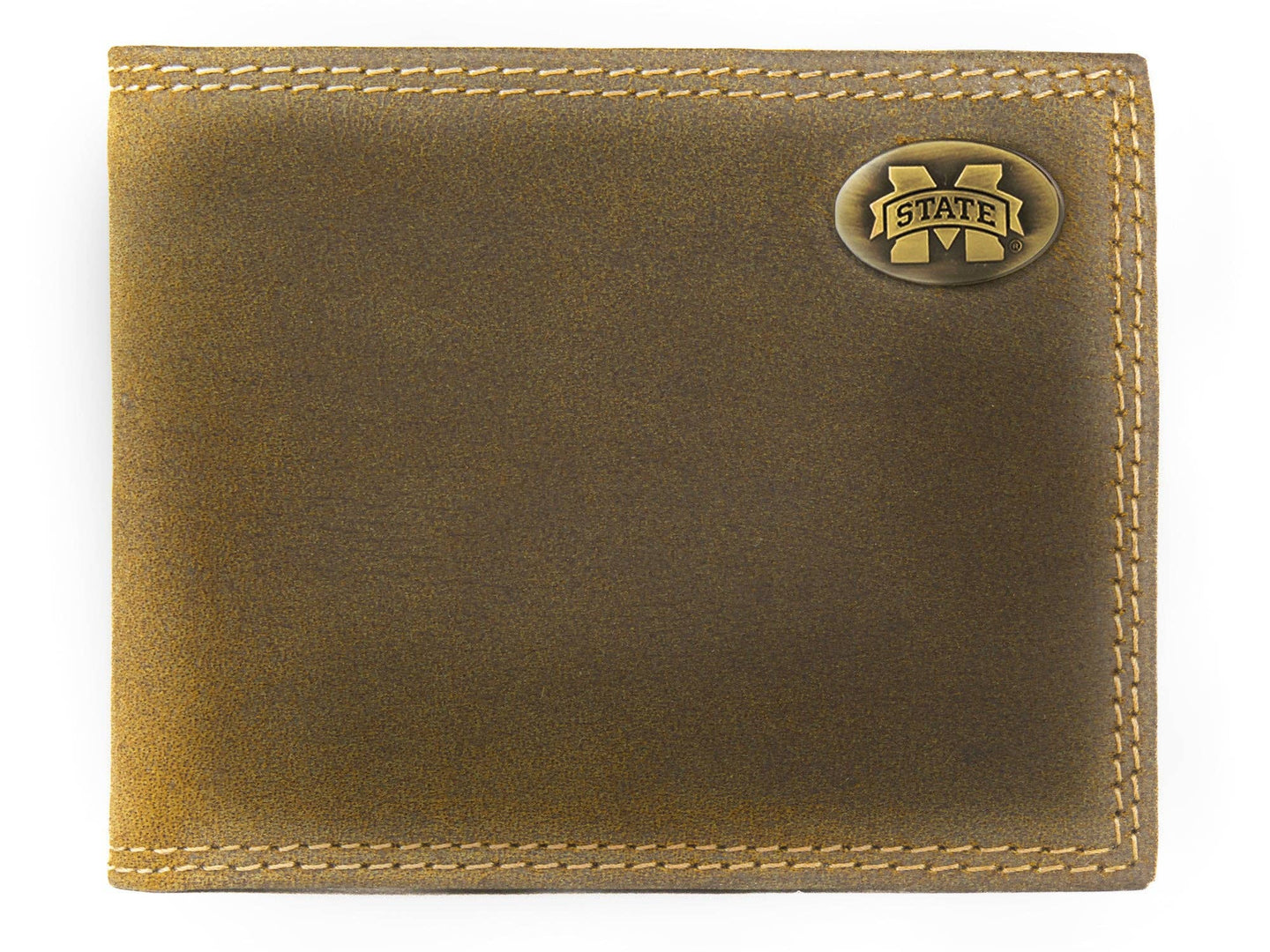 Mississippi State Bulldogs Vintage Tan Leather Bifold Wallet