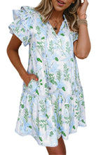 Load image into Gallery viewer, Swept Off My Feet Flutter Sleeve Floral Dress in Sky Blue