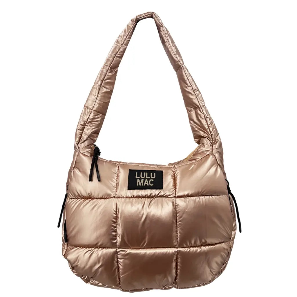Lulu Mac Puffer Metallic Tote Bag in Champagne