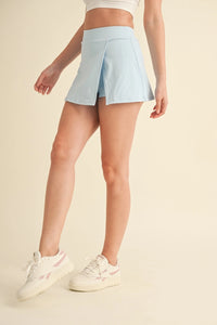 We Were Both Young Side Slit A-Line Skort in Baby Blue