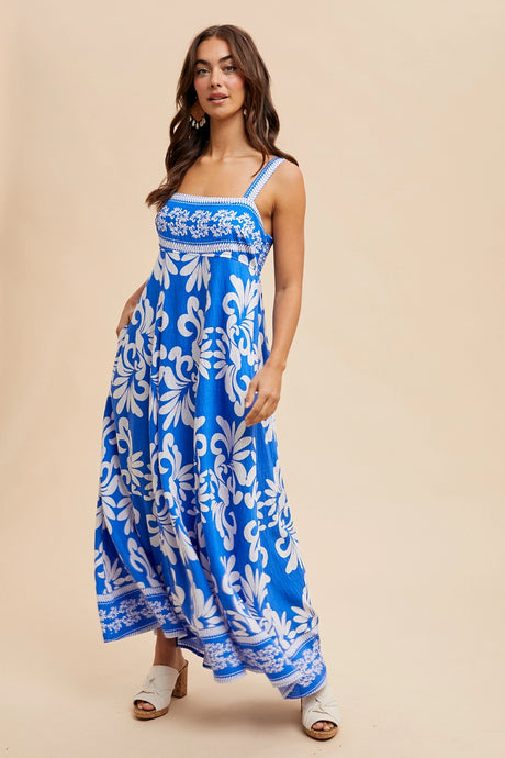 Santorini Nights Print Maxi Dress