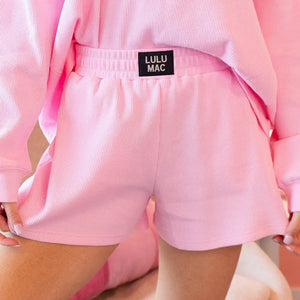 Lulu Mac Waffle Shorts in Light Pink