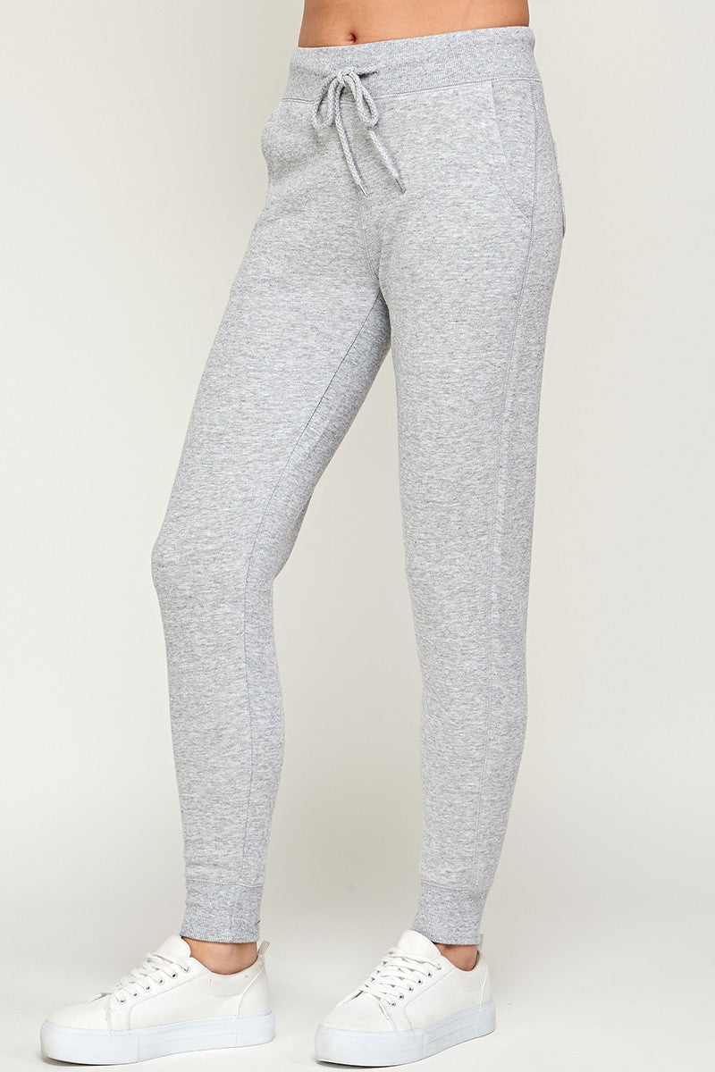 Trusting You Fleece Basic Joggers With Pockets In Lt. Heather Grey