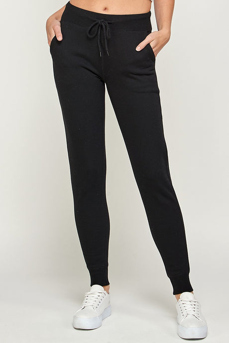 Trusting You Fleece Basic Joggers With Pockets In Black