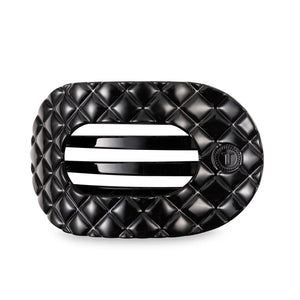 Teleties Medium Flat Round Clip Jet Black Quilted