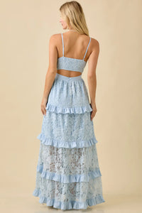 Only Missing You Lace Maxi Dress With Ruffles