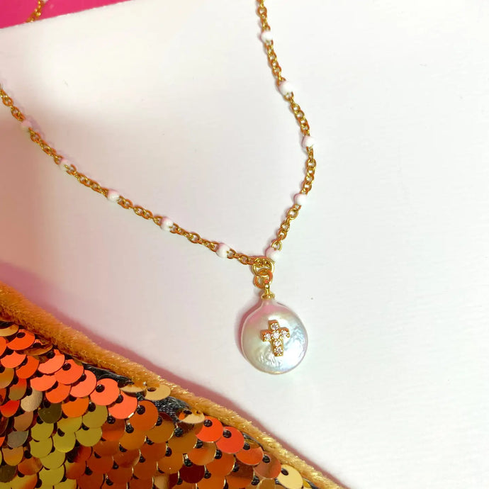 Taylor Shaye Madison Enamel Cross Necklace