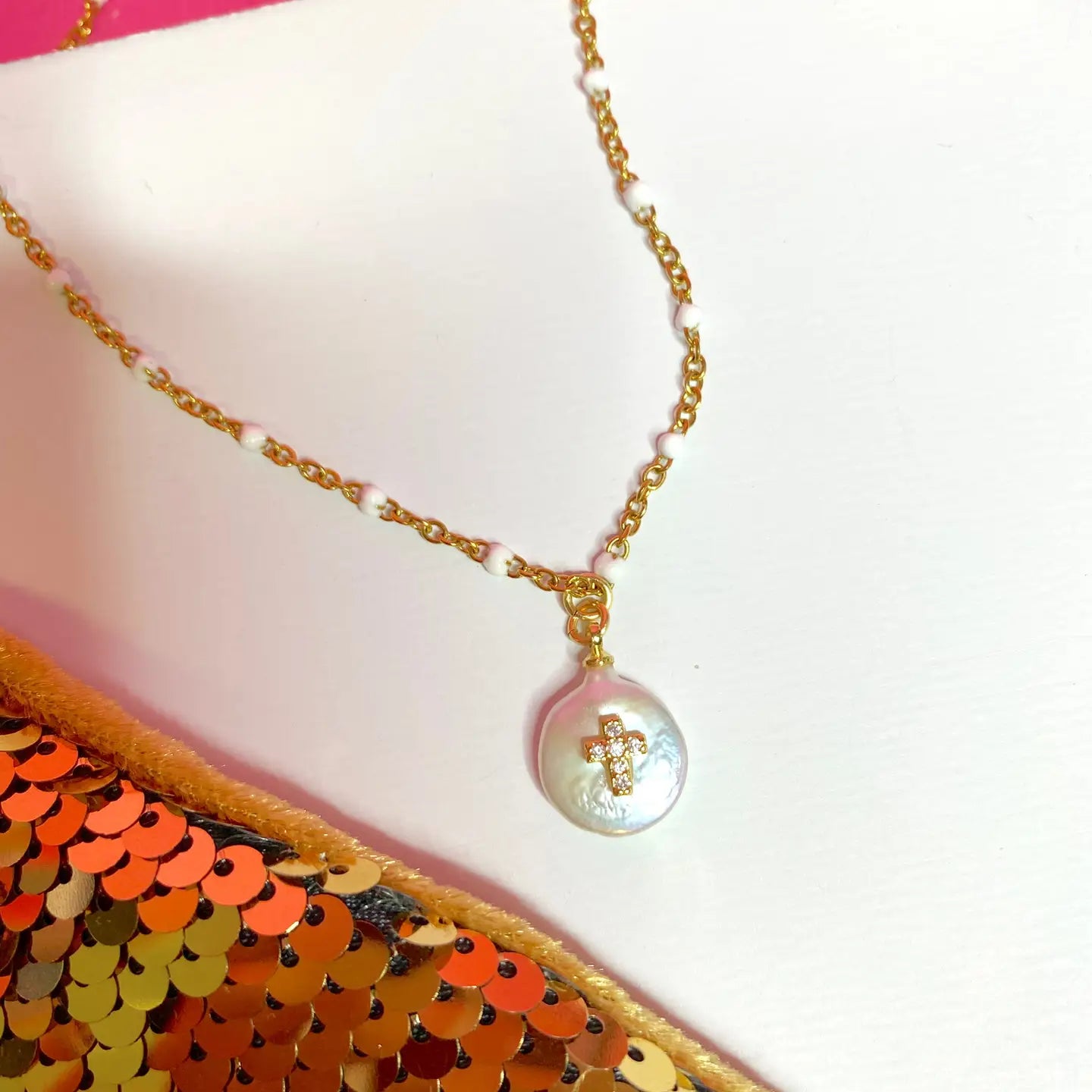 Taylor Shaye Madison Enamel Cross Necklace