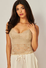 Load image into Gallery viewer, Take the Lead Lace Tank Top in Beige