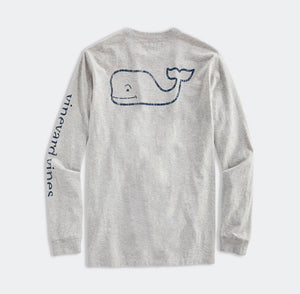 Vineyard Vines Vintage Whale LS Tee in Grey Heather