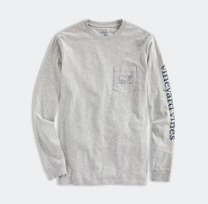 Vineyard Vines Vintage Whale LS Tee in Grey Heather