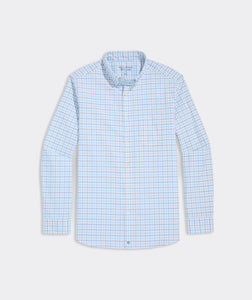 Vineyard Vines Moorings Tattersall Performance Cotton Shirt in Turqs