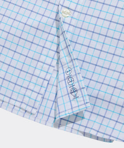 Vineyard Vines Moorings Tattersall Performance Cotton Shirt in Turqs