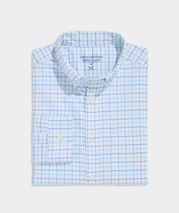 Vineyard Vines Moorings Tattersall Performance Cotton Shirt in Turqs