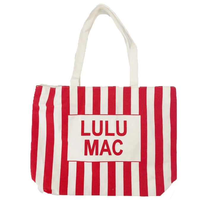 Lulu Mac Canvas Tote in Red/White Stripe