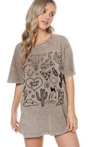 Stuck In The Dark Cowgirl Mineral Washed SS Tee