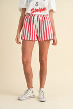 Load image into Gallery viewer, Sweet Summertime Stripe Twill Denim Shorts in Red