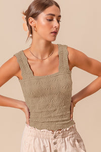 Holding on to Heartbreak Floral Seamless Tank in Oatmeal