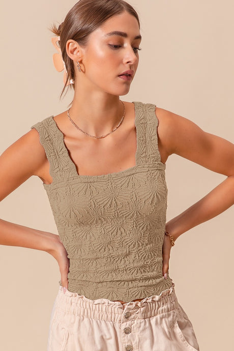 Holding on to Heartbreak Floral Seamless Tank in Oatmeal