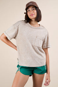 Choose To Love Me Mineral Washed Top in Taupe