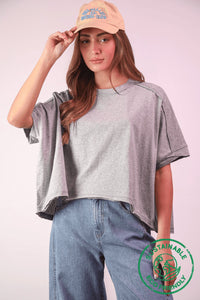 So Be It Oversized Knit Top in Heather Gray