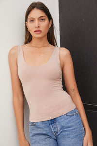 Basic Being Basic Scoop Neck Tank in Nude