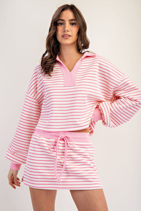 Say You Love Me Striped Crop Pullover