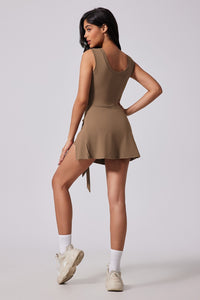 Let's Get Moving Tennis Dress in Coffee