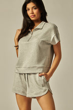 Load image into Gallery viewer, Say No More Half Zip &amp; Shorts Set in Heather Grey