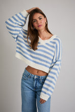 Load image into Gallery viewer, Make It Mine LS V-Neck Striped Cropped Sweater