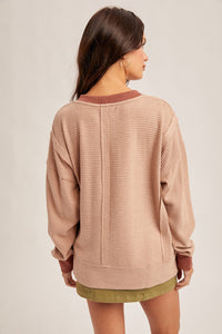 Buying Diamonds Thermal Crew Oversized Pullover in Rust