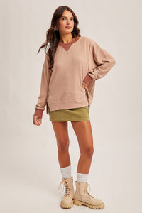Buying Diamonds Thermal Crew Oversized Pullover in Rust