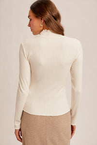 Wanna Change Mock Neck LS Top in Ivory