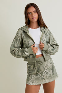 Not Today Tree Camo Printed Crop Hoodie Jacket