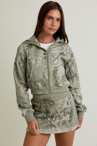 Not Today Tree Camo Printed Crop Hoodie Jacket