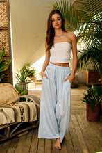 Load image into Gallery viewer, Felt Nice Striped Drawstring Wide Leg Lounge Pants-Baby Blue