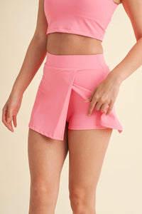 We Were Both Young Side Slit A-Line Skort in Pink