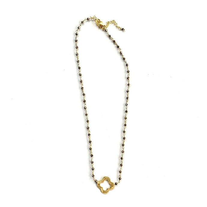 Erin Gray Pyrite + Clover Short Necklace
