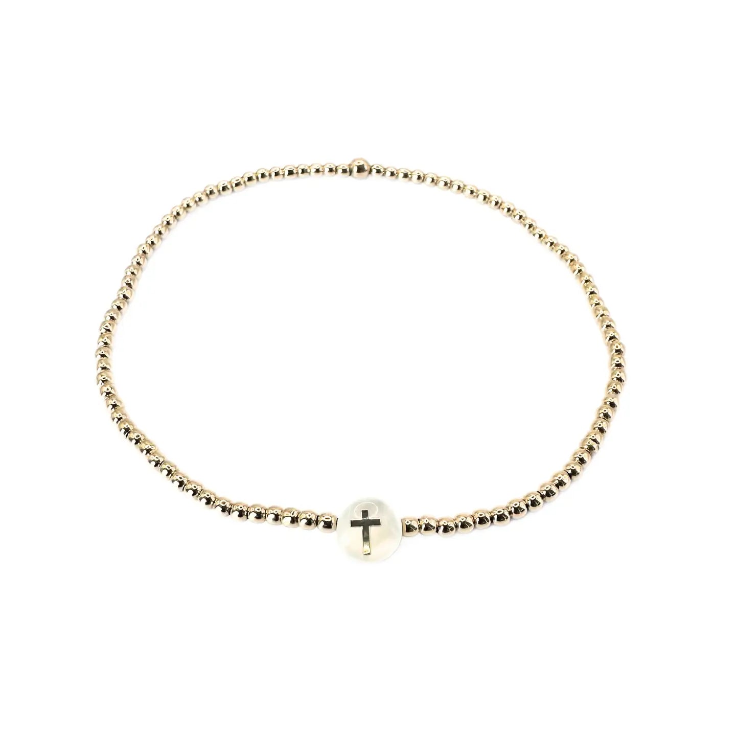 Erin Gray 2mm Gold-Filled Cross Pearl Charm Bracelet