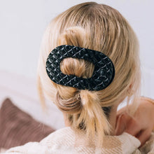 Load image into Gallery viewer, Teleties Medium Flat Round Clip Jet Black Quilted
